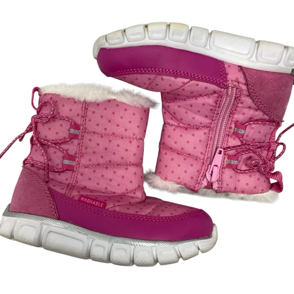 Surprize by Stride‎ Rite Toddler Size 7 Girls Renza Winter Boots Pink Polka Dot